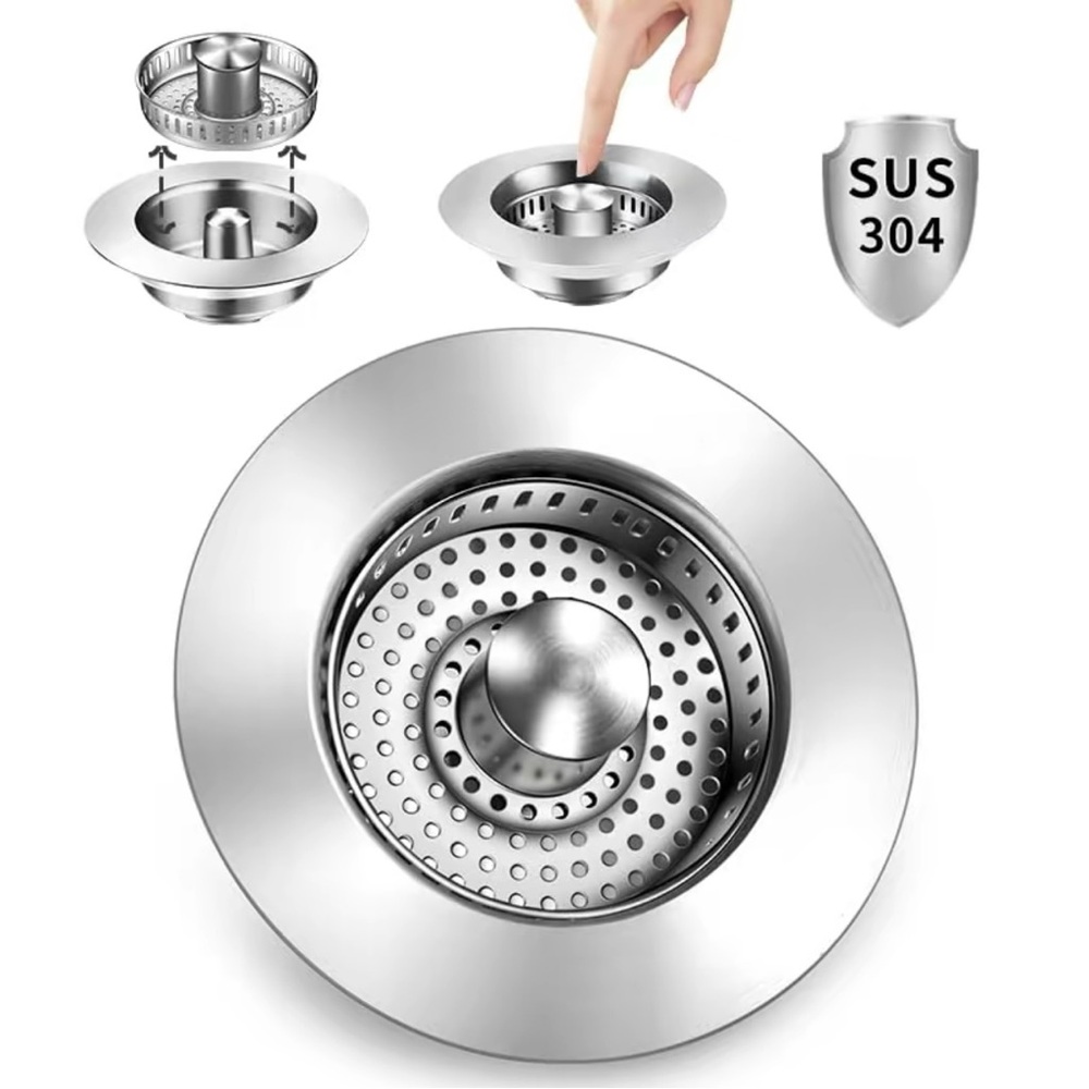 Multi functional stainless steel kitchen sink bouncer filter plug NIB